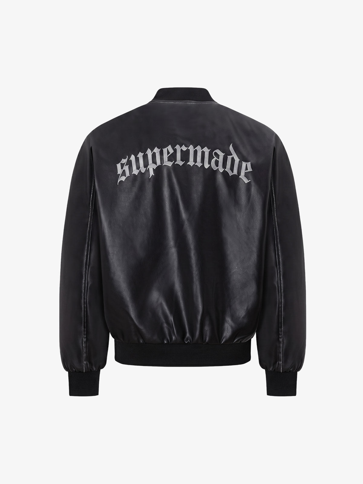 Flame Embroidered Boxy Fit Bomber Jacket