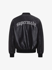 Flame Embroidered Boxy Fit Bomber Jacket