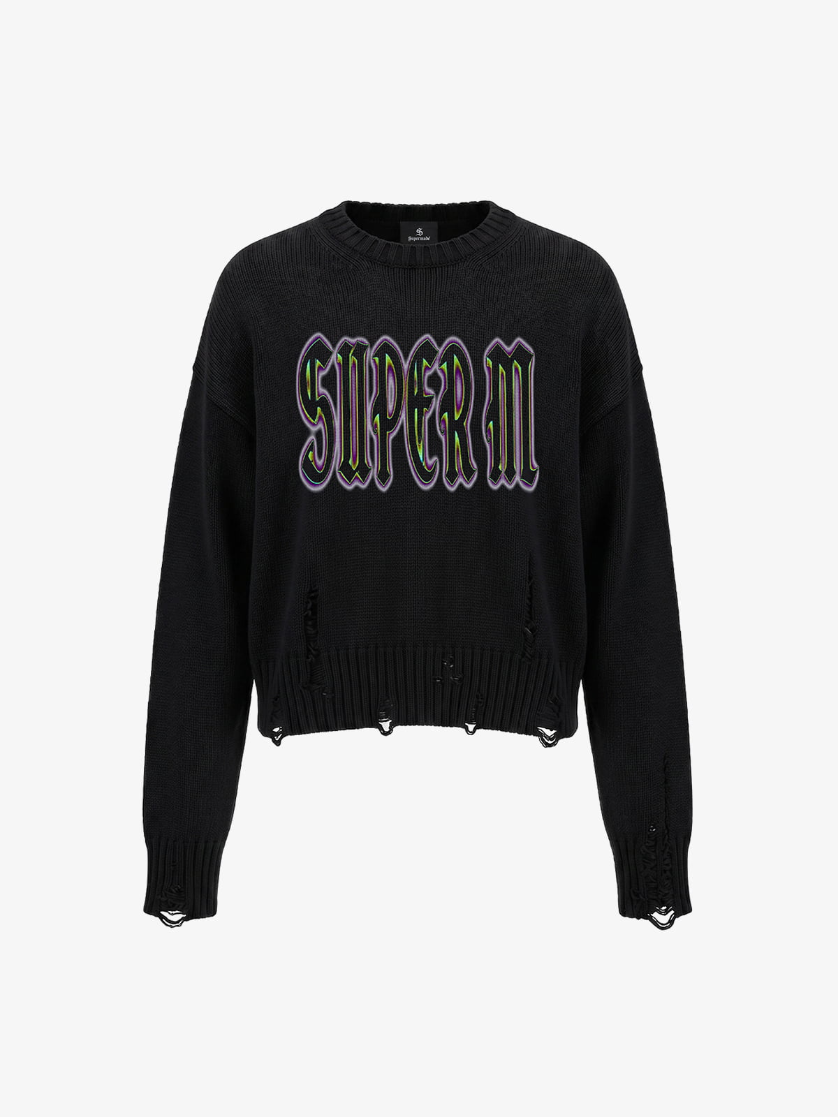 Graphic Distressed Knit Sweater