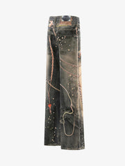 3D Chain Key Print Jeans 