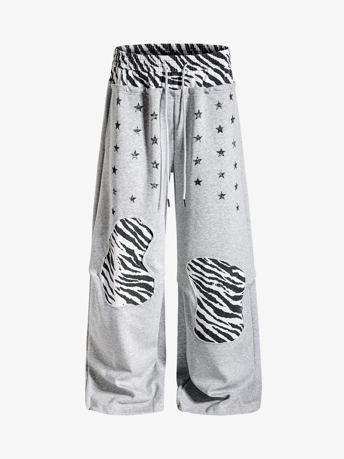 Zebra Patch Star Graphic Wide-Leg Sweatpants