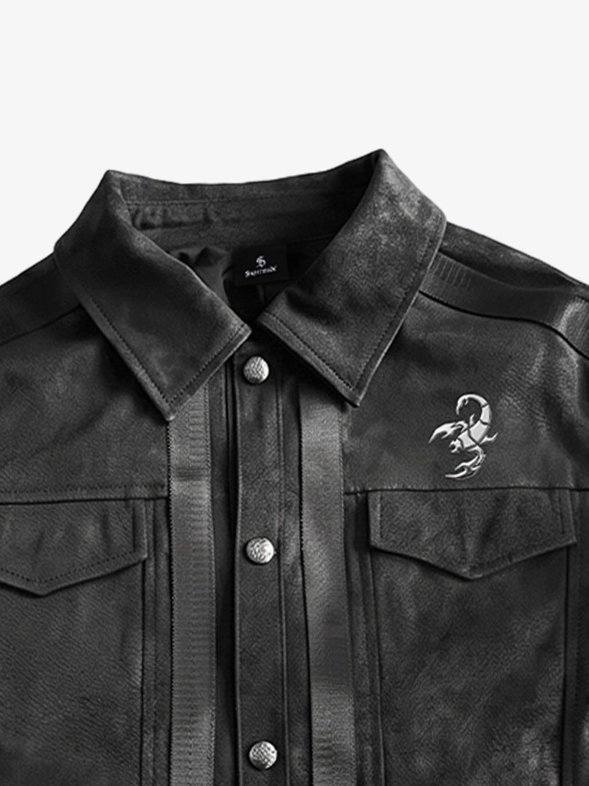 3D Scorpion Striped Faux Leather Jacket