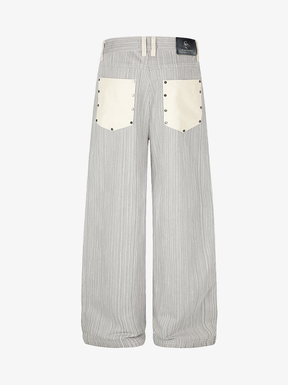 Gestreifte Jeans mit Farbblock-Tasche