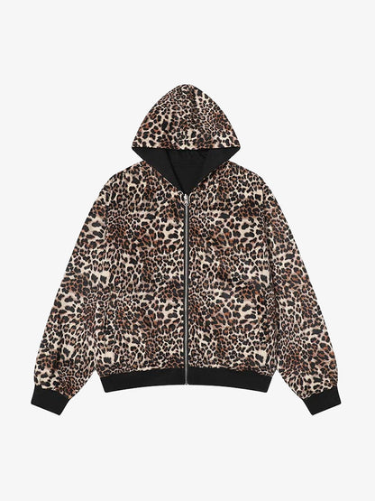 Leopard Reversible Fleece Zip-Up Hoodie 