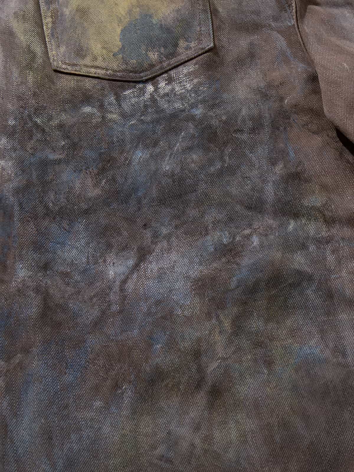 Retro Graffiti Painted Distressed Wide-Leg Jeans 