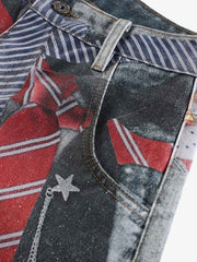 3D Tie Graphic Jeans