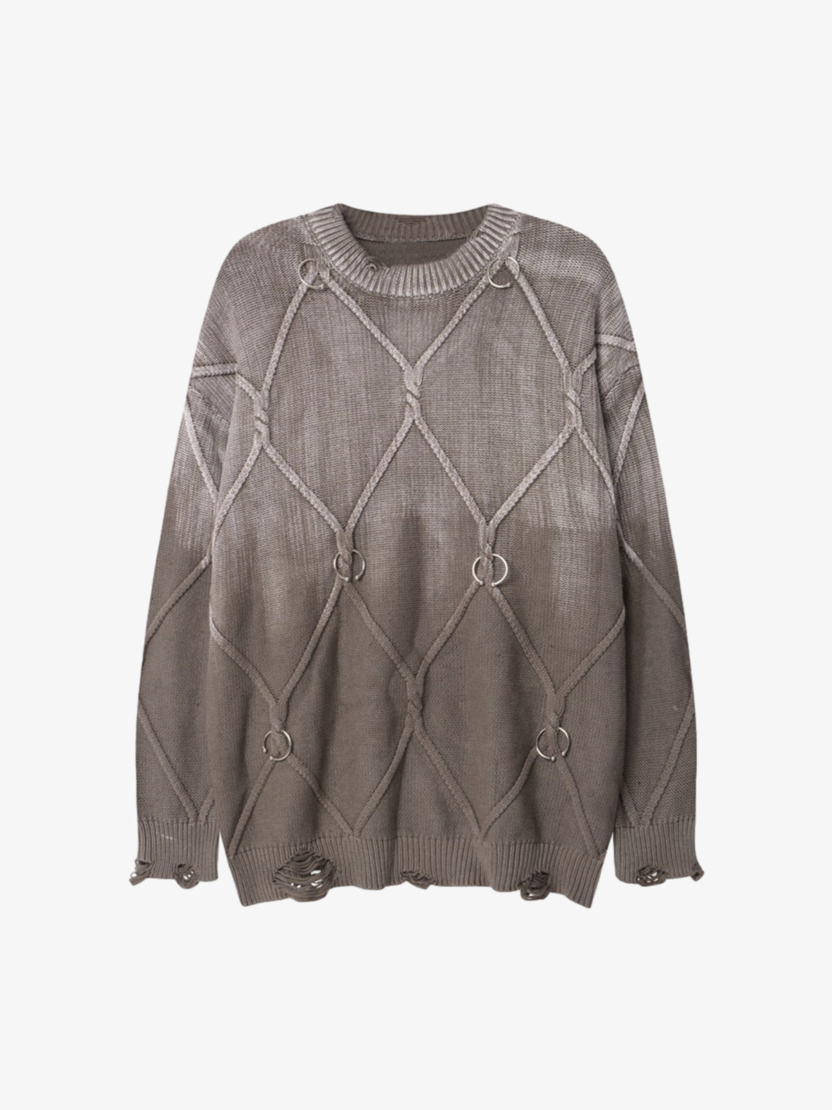Paint Spray Hole Cable Crewneck Sweater 