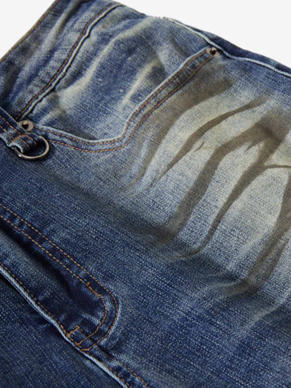 Distressed Washed Paint Splatter Wide Leg Jeans 