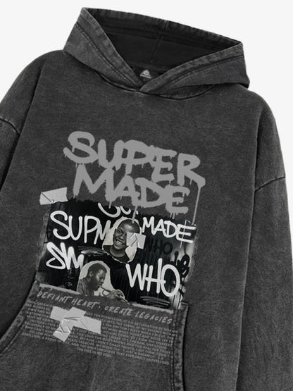 SupermadeTrendy Retro Graffiti Character Hooded Sweatshirt 