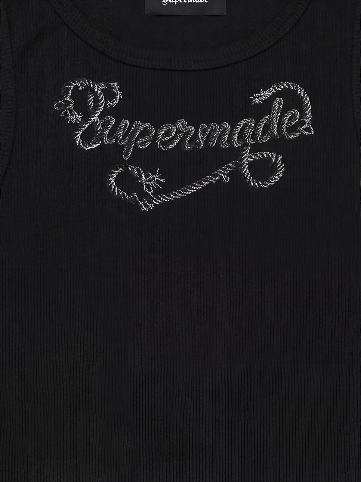 Cotton-blend black, white and gray vest with scorpion embroidered logo and deformed logo print 