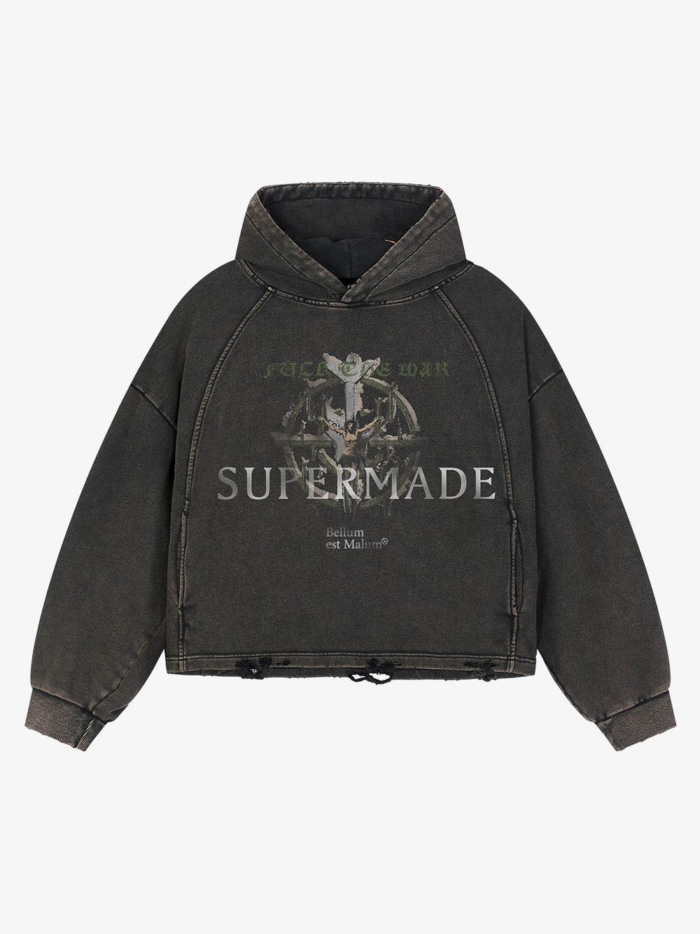 Anti-War Graphic Washed Boxy Hoodie