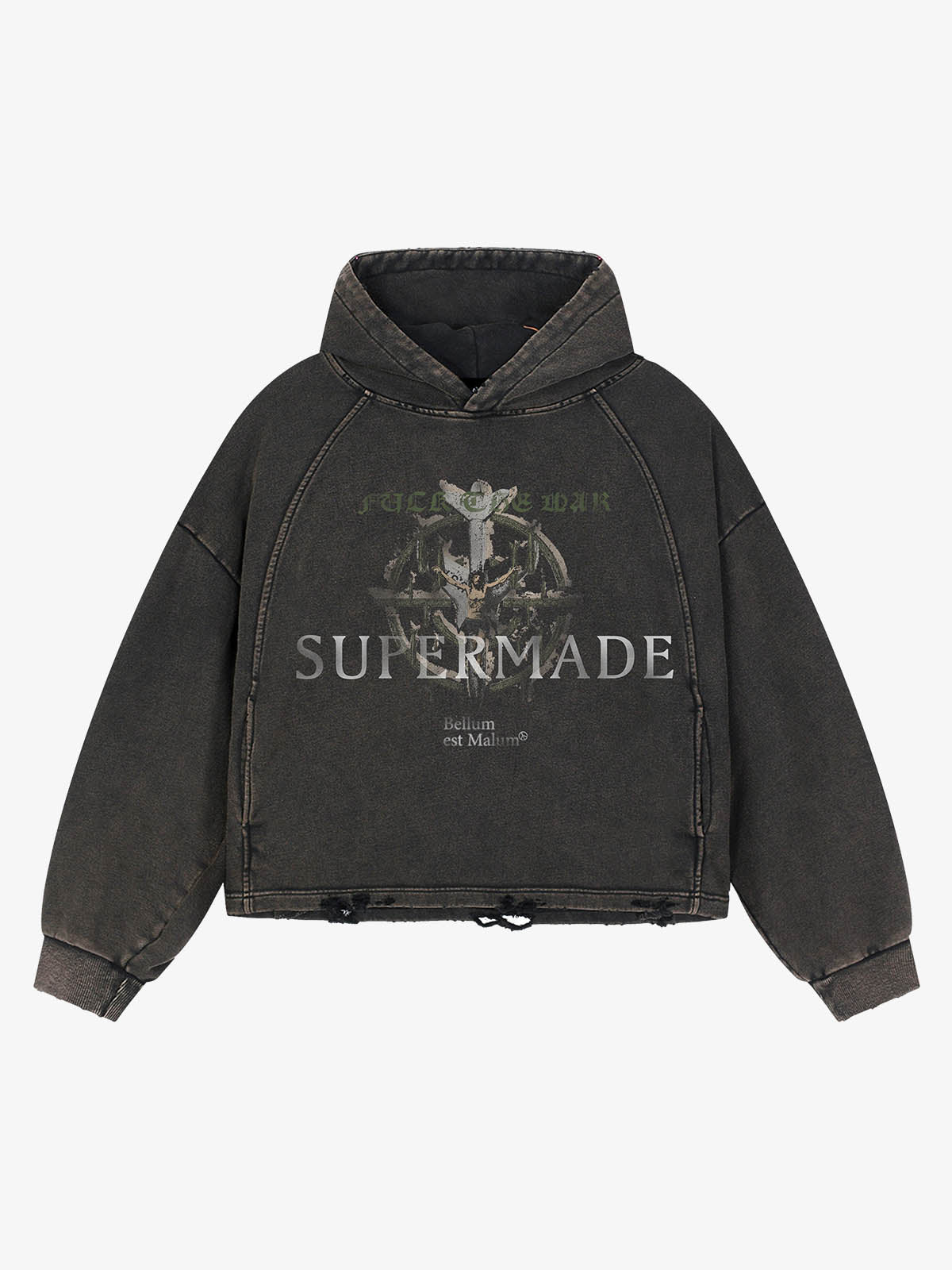 Anti-War Graphic Washed Boxy Hoodie