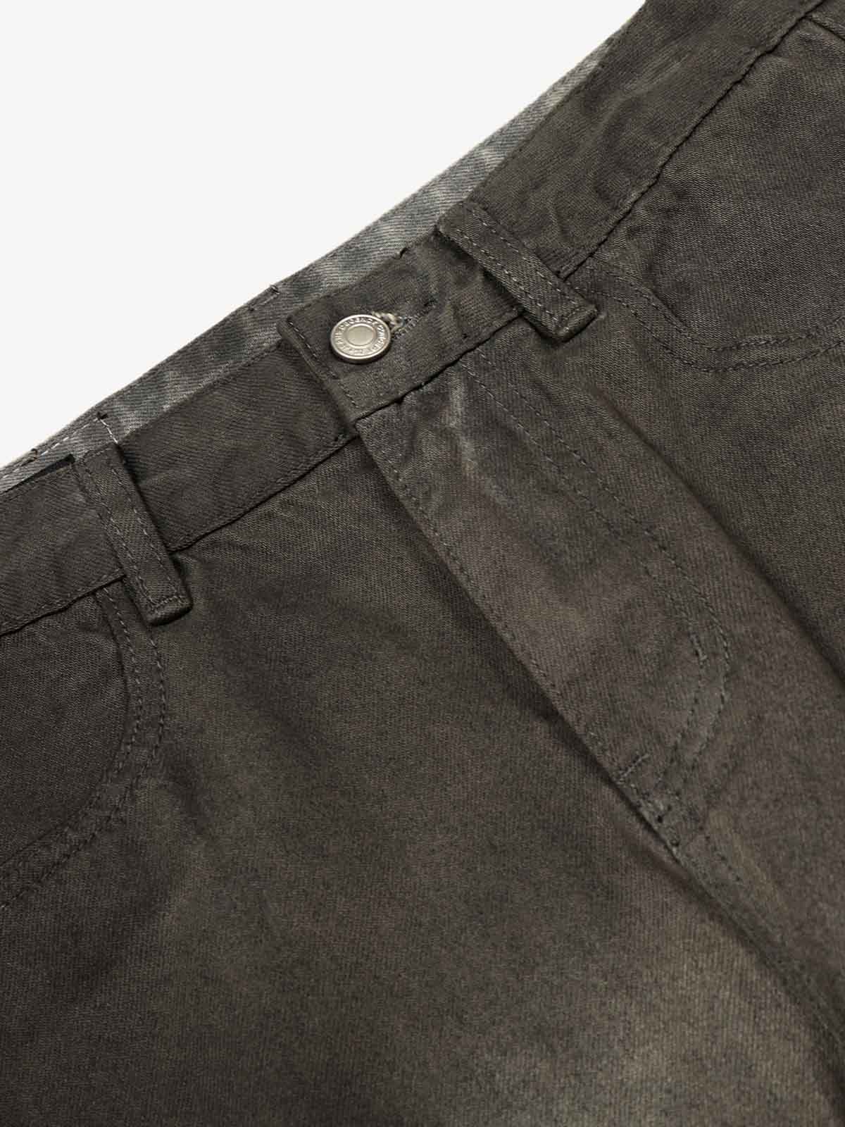 Wide Leg High Waist Cropped Pants with Gradient Wash Finish 