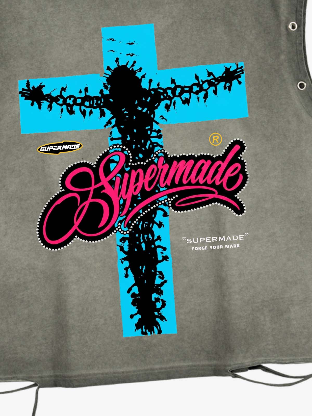 Crucifixion Graphic Studded Distressed Tank Top