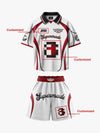 Retro Japanese-Style Red & White Pixel Print Custom Jersey Set