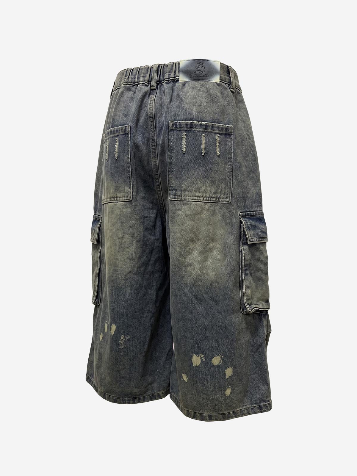 Logo Embroidered Multi-Pocket Flared Shorts