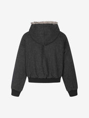 Faux-Fur Lined Asymmetric Button Hooded Coat