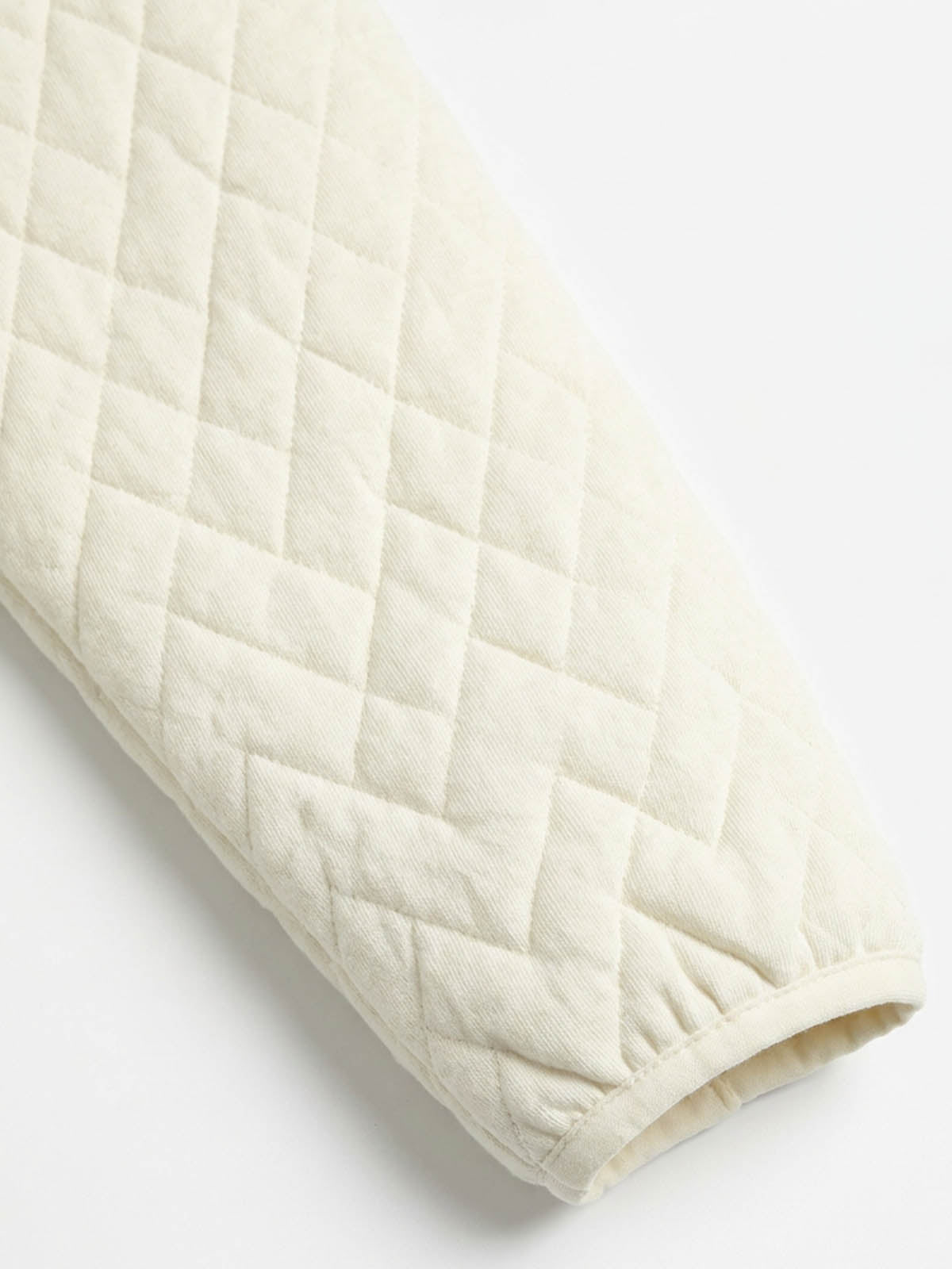 Diamond-Quilted Knit Stand-Collar Cropped Padded Coat