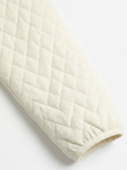 Diamond-Quilted Knit Stand-Collar Cropped Padded Coat