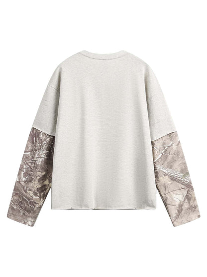 Faux Two-Piece Print Long-Sleeve T-shirt 