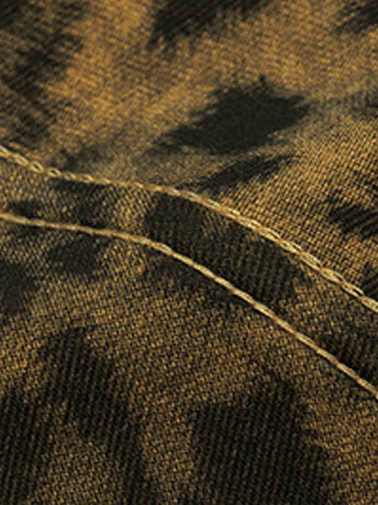 210G Cotton Leopard Print Oversized T-Shirt for Men Fashion Streetwear 