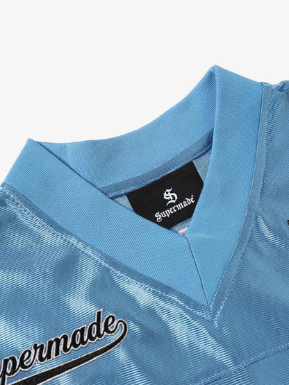 Supermade Classic Blue Embroidered Jersey Pattern Customization 