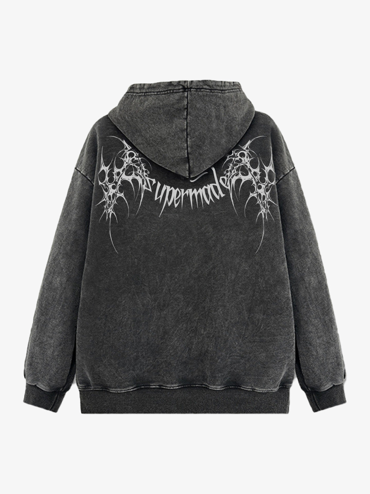 THE SUPERMADE Futuristic spiked pattern gothic style logo font design  Graphic Print Hoodie with Front Pocket 