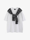 Street Style Retro Patchwork Plaid Tee