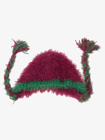 Colorful Fuzzy Winter Hat with Tassels for Festive Season 