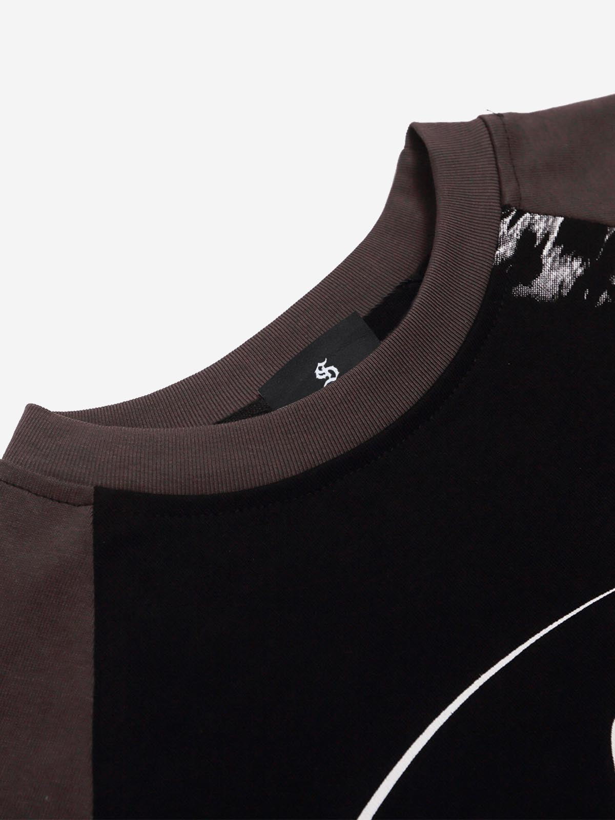 Leopard Patchwork Letter Graphic Long Sleeve Tee