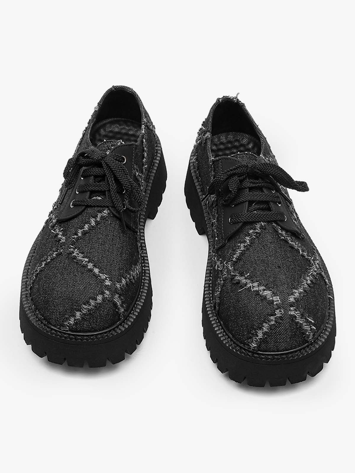 Ripped Chunky Platform Derby Shoes
