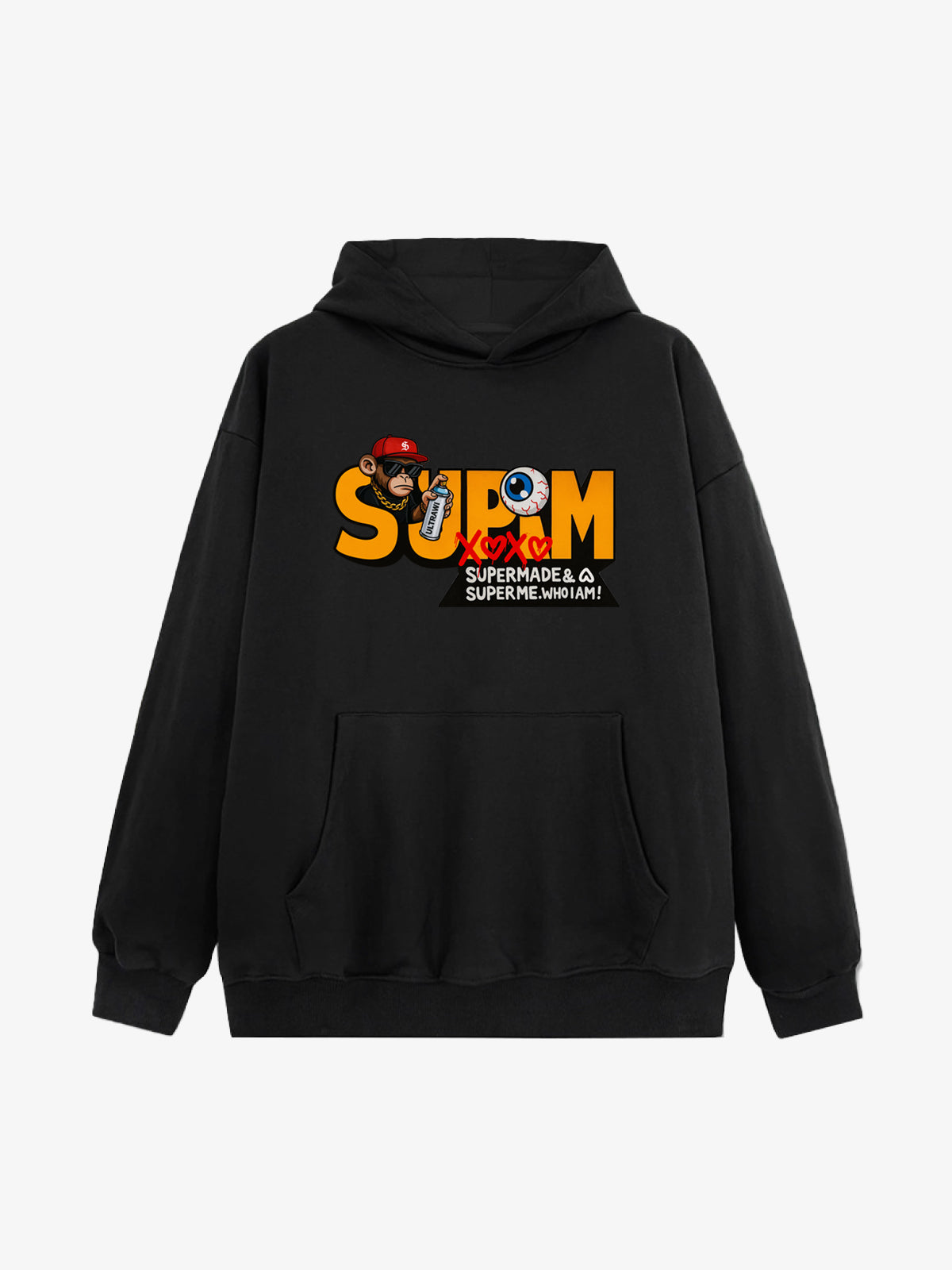 Supermade Hip-hop Monkey Graffiti Hooded Sweatshirt 