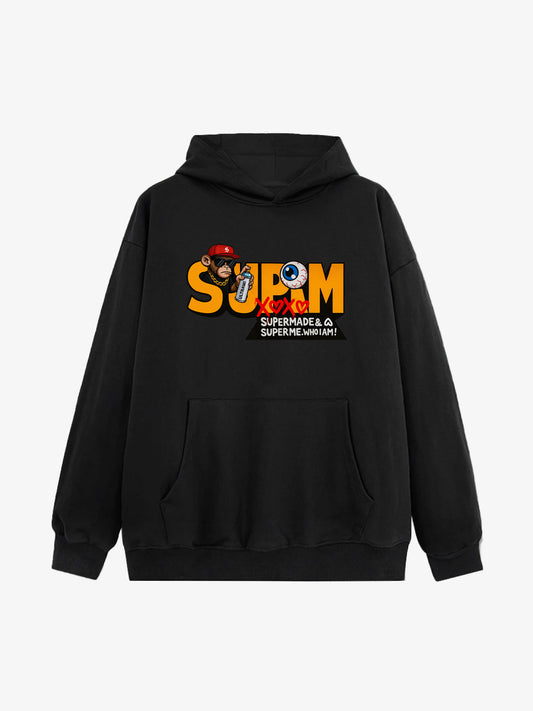 Supermade Hip-hop Monkey Graffiti Hooded Sweatshirt 
