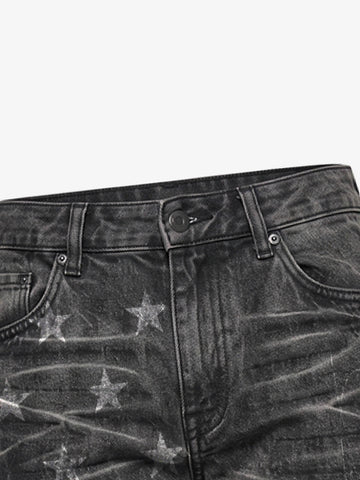 Crackle Star Pleated Jeans