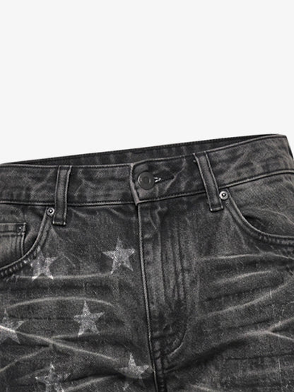 Crackle Star Pleated Jeans