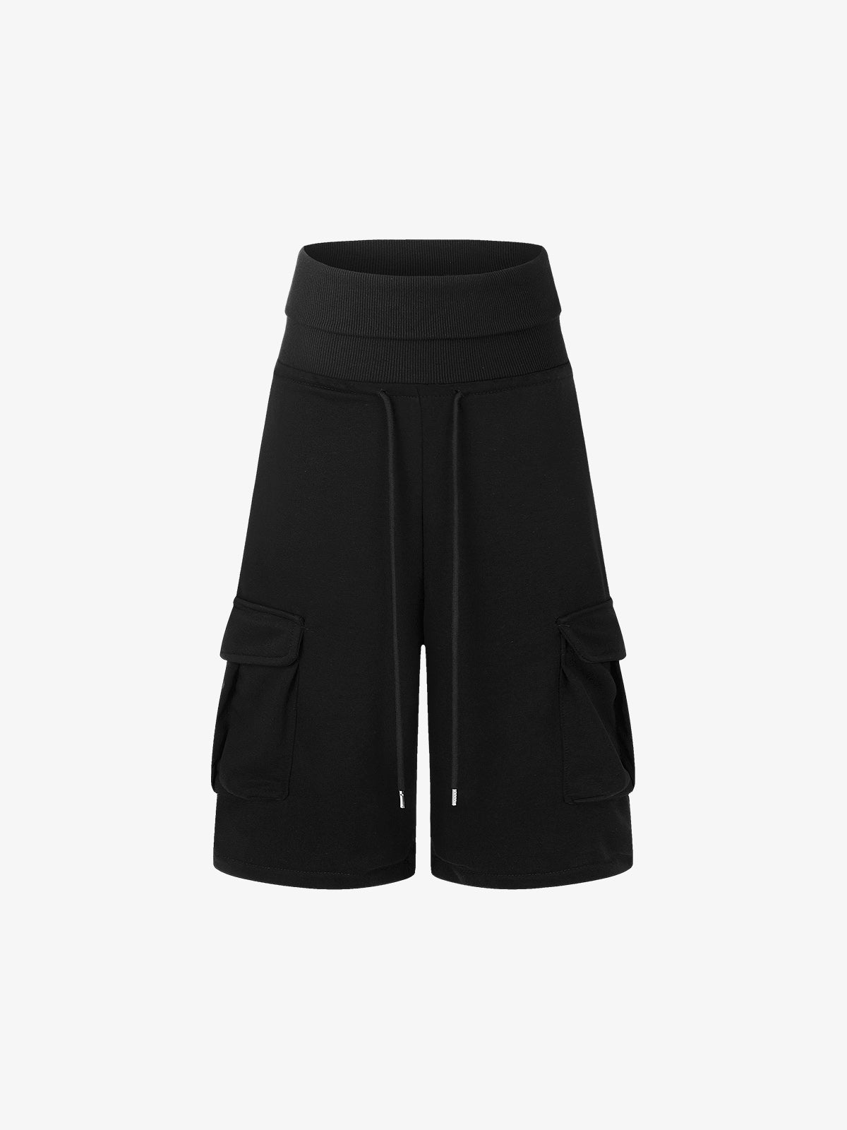 Short cargo en polaire, taille haute, jambes larges, coupe ample, style streetwear