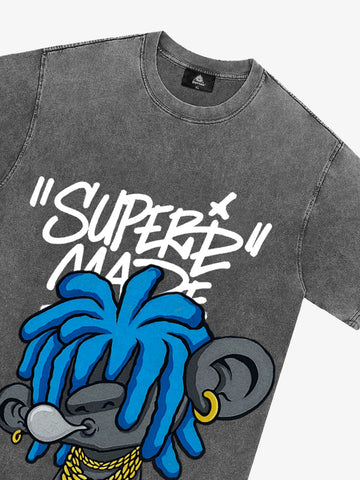 Thesupermade Graffiti Trend Blue Dreadlock Boy T-Shirt 