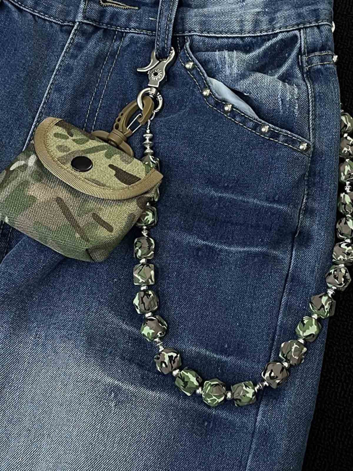 Retro Camouflage Wallet Chain 