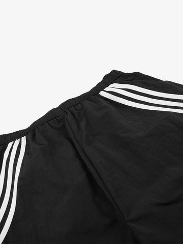 Diagonal Patchwork Drawstring Shorts