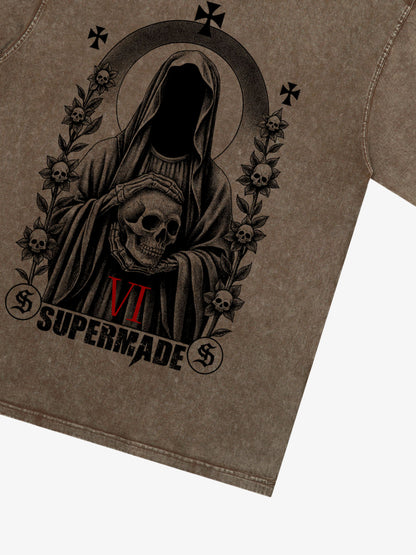 Thesupermade Dark Gothic Headless Skull Death T-shirt 