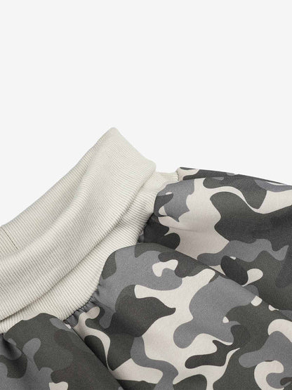 Ribbed Folded Waist Camo Barrel Baggy Sweatpants