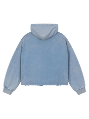 Racing Letter Flame Graphic Distressed Cropped Hoodie