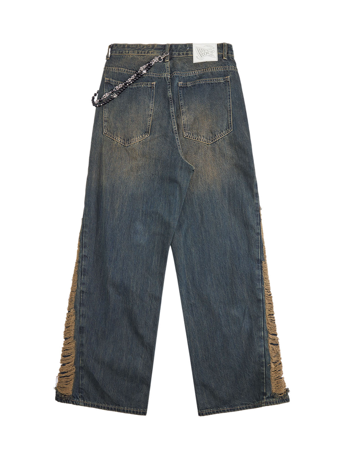 Washed Distressed 'Who Cares You' Print Straight Jeans - 2367