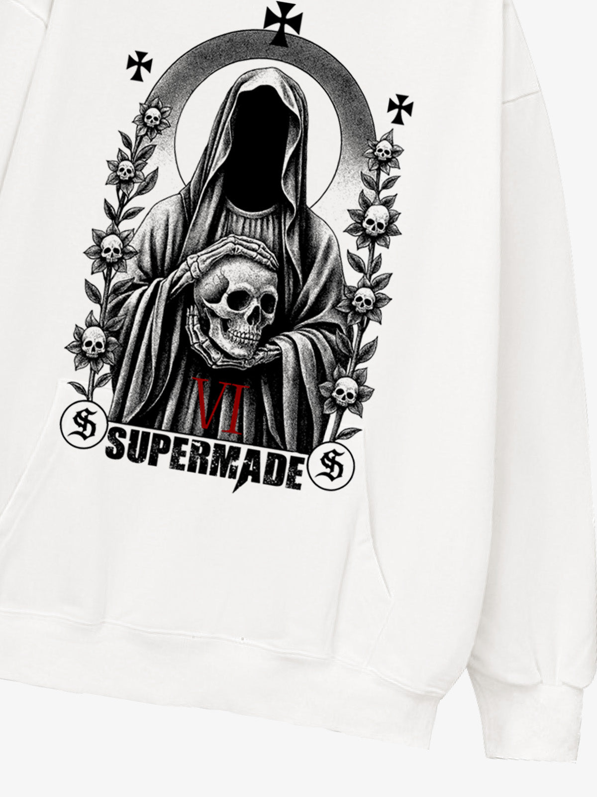 Thesupermade Dark Headless Skull Death Hooded Sweatshirt 