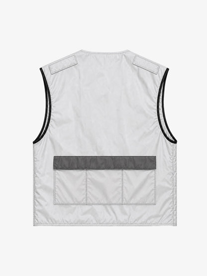 Racing Embroidered Color Block Quilted Vest