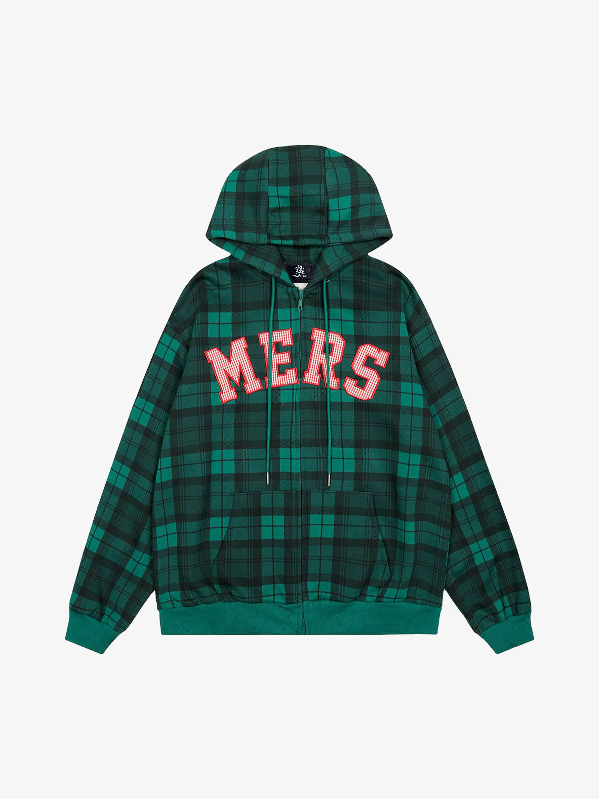 Plaid Hooded Jacket with Bold Lettering for Casual Style 