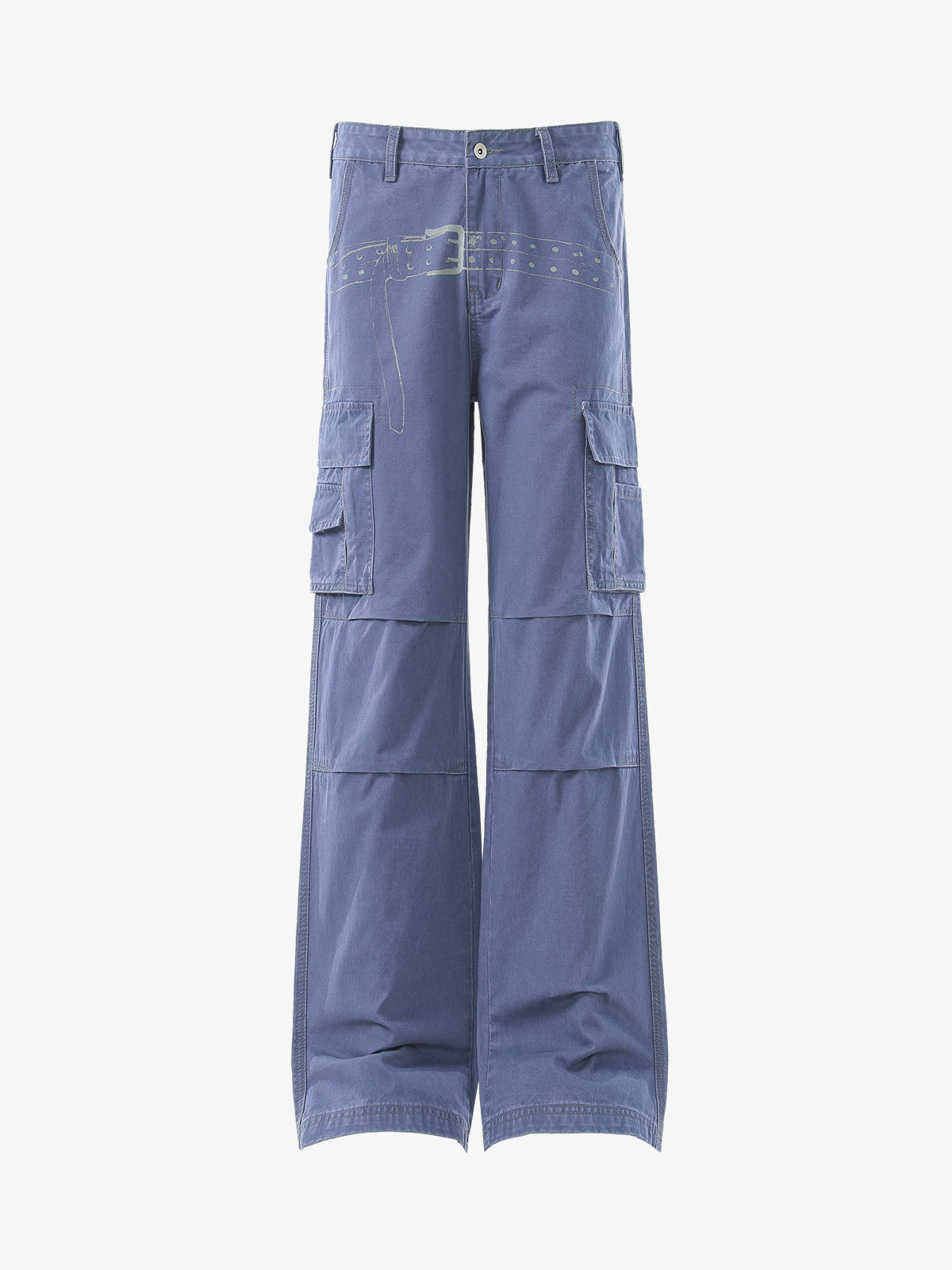 Vintage Belt Print Cargo Pants