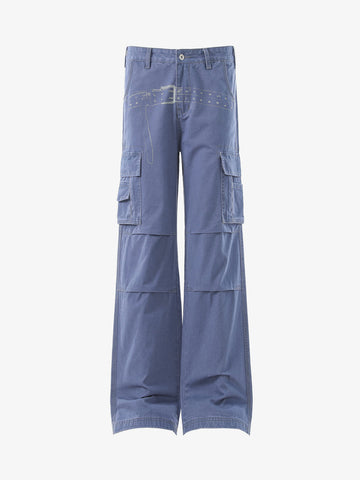 Vintage Belt Print Cargo Pants