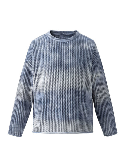 Gradient Ombre Knit  Crew Neck Sweater 