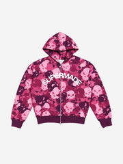 Skull Camo Graphic Zip Hoodie